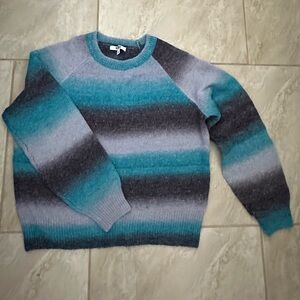 BB Dakota Steve Madden Sweater sz L Ombre Blue Colorful Striped LS
